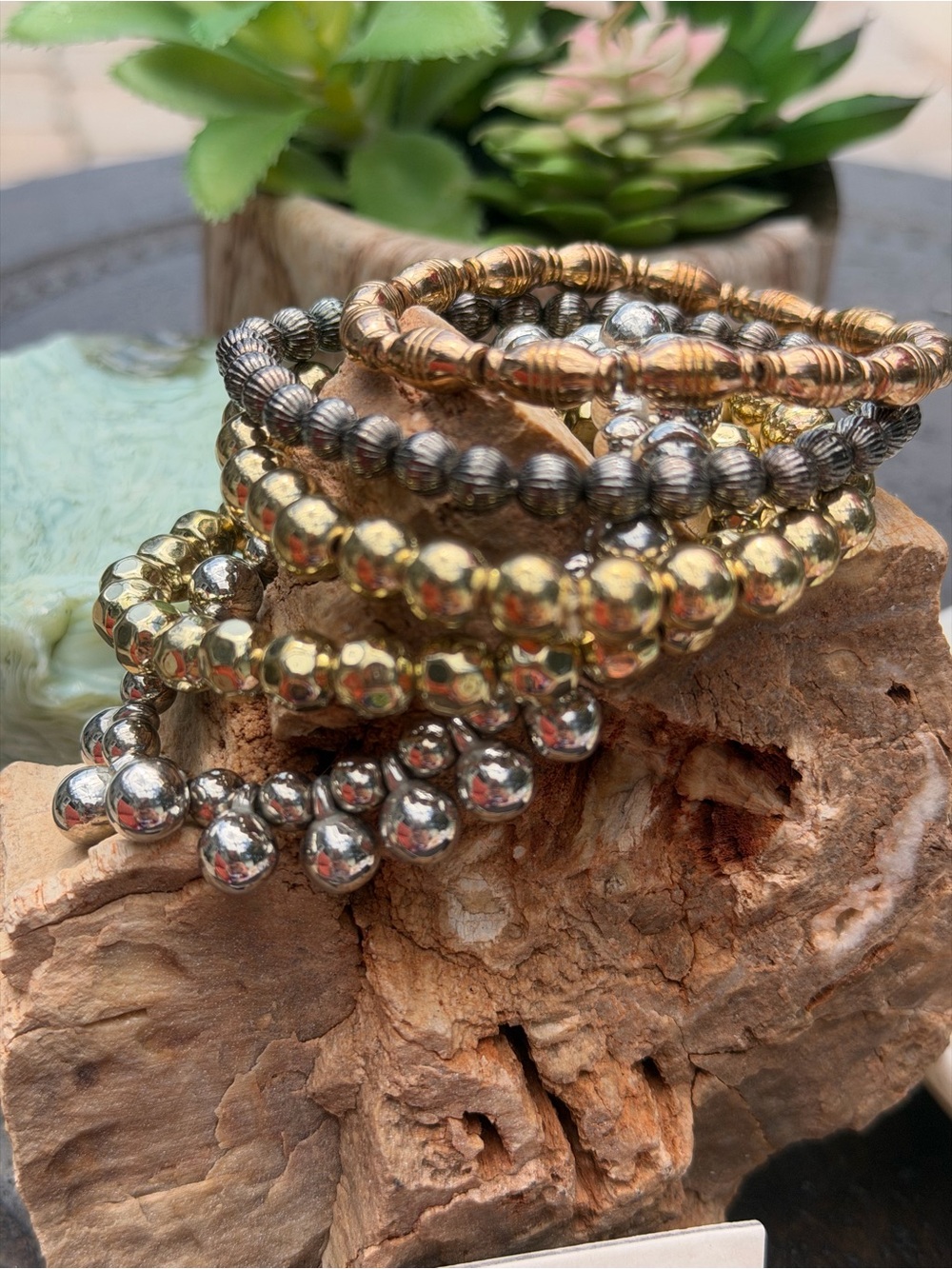 Build A Bracelet Stack -New AMRITA SINGH Stretch Bracelets - Mixed Metals 5 pc